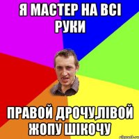 я мастер на всі руки правой дрочу,лівой жопу шікочу