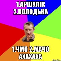 1.Аршулік 2.Володька 1.чмо 2.мачо ахахаха