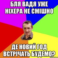 Бля Вадя уже ніхера не смішно де новий год встрічать будемо?