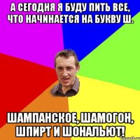 А сегодня я буду пить все, что начинается на букву Ш. Шампанское, шамогон, шпирт и шональют!