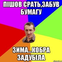 Пішов срать,забув бумагу Зима...кобра задубіла