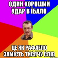 Один хороший удар в їбало це як рафаело замість тисячу слів