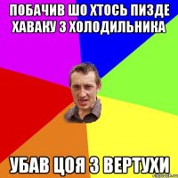 побачив шо хтось пизде хаваку з холодильника убав цоя з вертухи