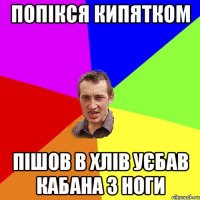 попікся кипятком пішов в хлів уєбав кабана з ноги