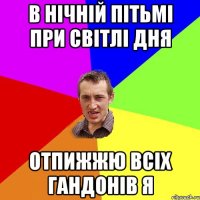 В нічній пітьмі при світлі дня отпижжю всіх гандонів я