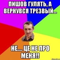 Пишов гулять, а вернувся трезвый... не.... це не про меня!!