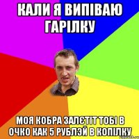 кали я випіваю гарілку моя кобра залєтіт тобі в очко как 5 рублэй в копілку