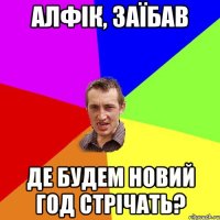 Алфік, заїбав де будем Новий Год стрічать?