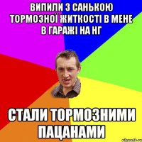 випили з Санькою тормозної житкості в мене в гаражі на нг стали тормозними пацанами