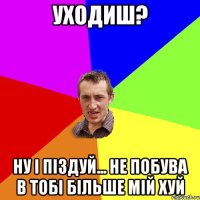 уходиш? ну і піздуй... не побува в тобі більше мій хуй