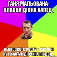 Таня Мальована- класна дівка капец , Невисокого росту + карі очі ну і взагалі дівчина піздєц,,,