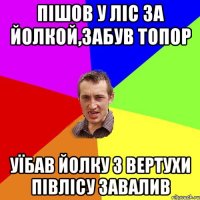 пішов у ліс за йолкой,забув топор уїбав йолку з вертухи півлісу завалив