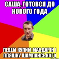 Саша, готовся до Нового Года Підем купим мандарін і пляшку шампанського