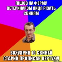 пішов на ферму ветеринаром яйця різать свиням Захуярив 10 свиней старий прописав вертуху!