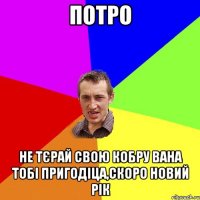 Потро не тєрай свою кобру вана тобі пригодіца,скоро Новий рік