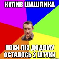 купив шашлика поки ліз додому осталось 2 штуки