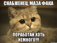 Снабженец, маза фака поработай хоть немного!!!