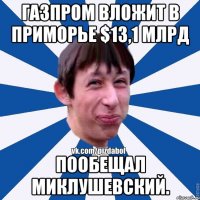 Газпром вложит в Приморье $13,1 млрд пообещал Миклушевский.