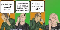 Какой самый лутшый класс? Конечно же 5-А И вообще будешь такое говорить увол! А почему не 5-Б там или 5-В?