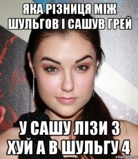 Яка різниця між Шульгов і Сашув Грей У Сашу лізи 3 хуй а в Шульгу 4