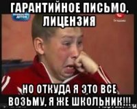 гарантийное письмо, лицензия но откуда я это все возьму, я же школьник!!!