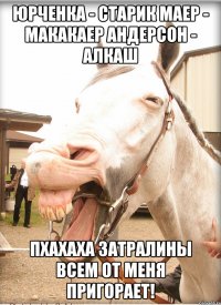 юрченка - старик маер - макакаер андерсон - алкаш пхахаха затралины всем от меня пригорает!