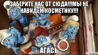 заберите нас от сюда!!!мы не навидем косметику!!! агась