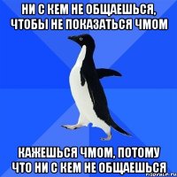 ни с кем не общаешься, чтобы не показаться чмом кажешься чмом, потому что ни с кем не общаешься