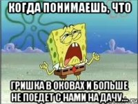 Когда понимаешь, что Гришка в оковах и больше не поедет с нами на дачу...