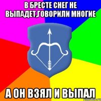 В Бресте снег не выпадет,говорили многие А он взял и выпал
