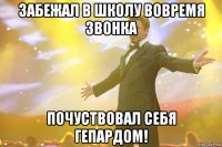 Забежал в школу вовремя звонка Почуствовал себя гепардом!