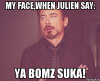 My face,when Julien say: Ya bomz suka!