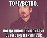 То чувство, Когда школьник пиарит свой серв в группе GC