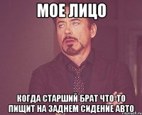 мое лицо когда старший брат что-то пищит на заднем сидение авто