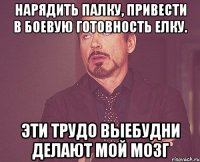 Нарядить палку, привести в боевую готовность елку. Эти трудо выебудни делают мой мозг