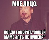 мое лицо, когда говорят:"Вашей маме зять не нужен?"