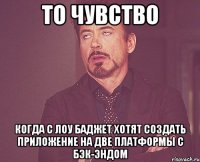 То чувство когда с Лоу Баджет хотят создать приложение на две платформы с бэк-эндом