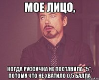 МОЕ ЛИЦО, когда руссичка не поставила "5", потому что не хватило 0,5 балла