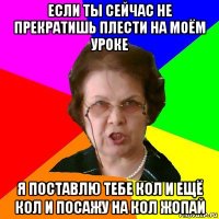 Если ты сейчас не прекратишь плести на моём уроке Я поставлю тебе кол и ещё кол и посажу на кол жопай