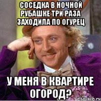 соседка в ночной рубашке три раза заходила по огурец у меня в квартире огород?