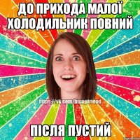 До прихода малої холодильник повний після пустий