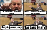 ТЫ говоришь что мы лучшие друзья Но если я предложу встречаться - мы ссоримся Нахуй френдзону! Заебало блять!