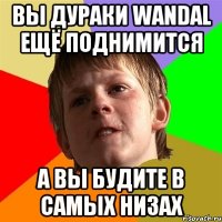 вы дураки wandal ещё поднимится а вы будите в самых низах