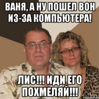 Ваня, а ну пошел вон из-за компьютера! Лис!!! Иди его похмеляй!!!