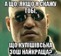 А ЩО, ЯКЩО Я СКАЖУ ТОБІ, ЩО КУЛІШІВСЬКА ЗОШ НАЙКРАЩА?