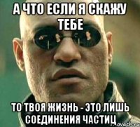 А что если я скажу тебе то твоя жизнь - это лишь соединения частиц