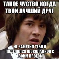 Такое чуство когда твой лучший друг не заметил тебя и поделился шоколадкой с твоим врвгом