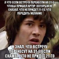 А что если встречу перенесли на 31-е, чтобы пришел Артур, который не сказал, что не придет 21-го, что передать желание и знал, что встречу перенесут на 31-е, если скажет, что не придет 21-го