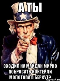 А ты сходил на майдан мирно побросать коктейли Молотова в Беркут?