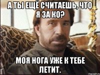 А ты ещё считаешь, что я за КО? Моя нога уже к тебе летит.